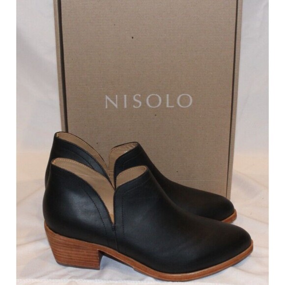 NISOLO Mia Ankle Boots Boots Black Leather Size 6.5 NIB $228 - Picture 1 of 9